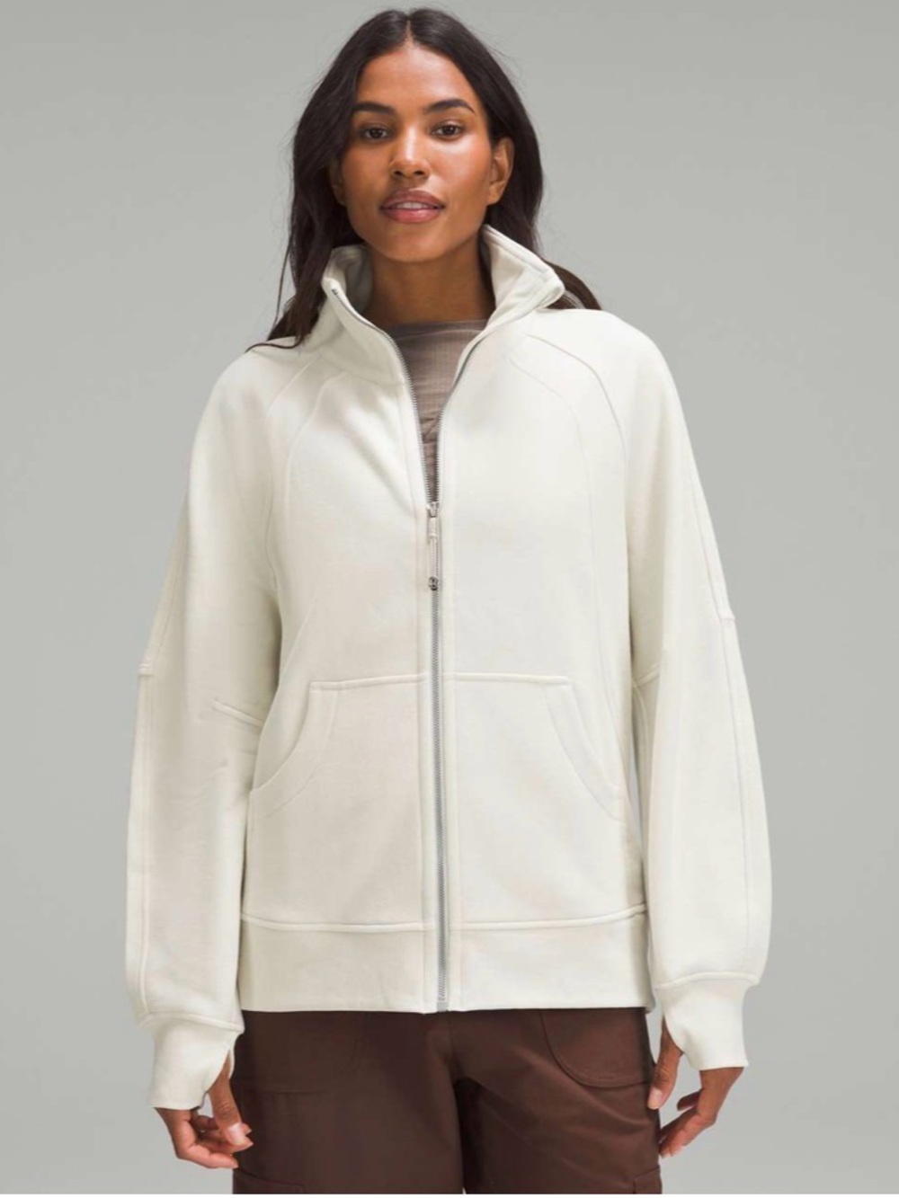 Lululemon Scuba Oversized Funnel Neck Full Zip Bone Size XL/XXL